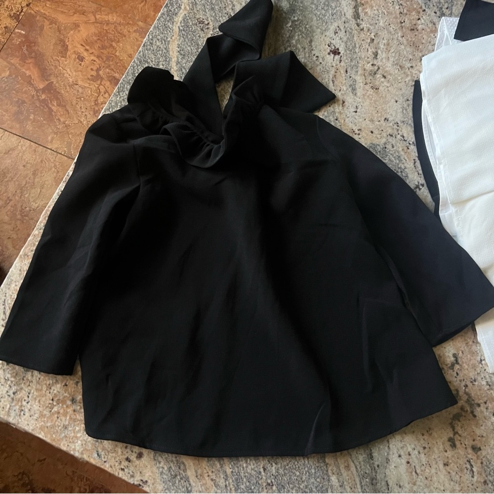 Pomander place by tuckernuck Black Pomander Place blazer with ruffle collar